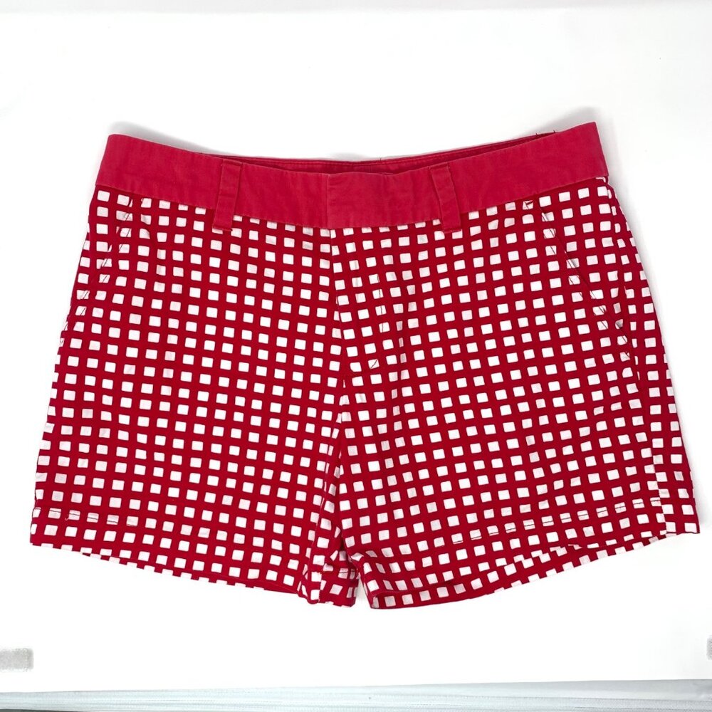 Tommy Hilfiger Red and White Squares Flat Front Cotton Women's Shorts‎ Size 6